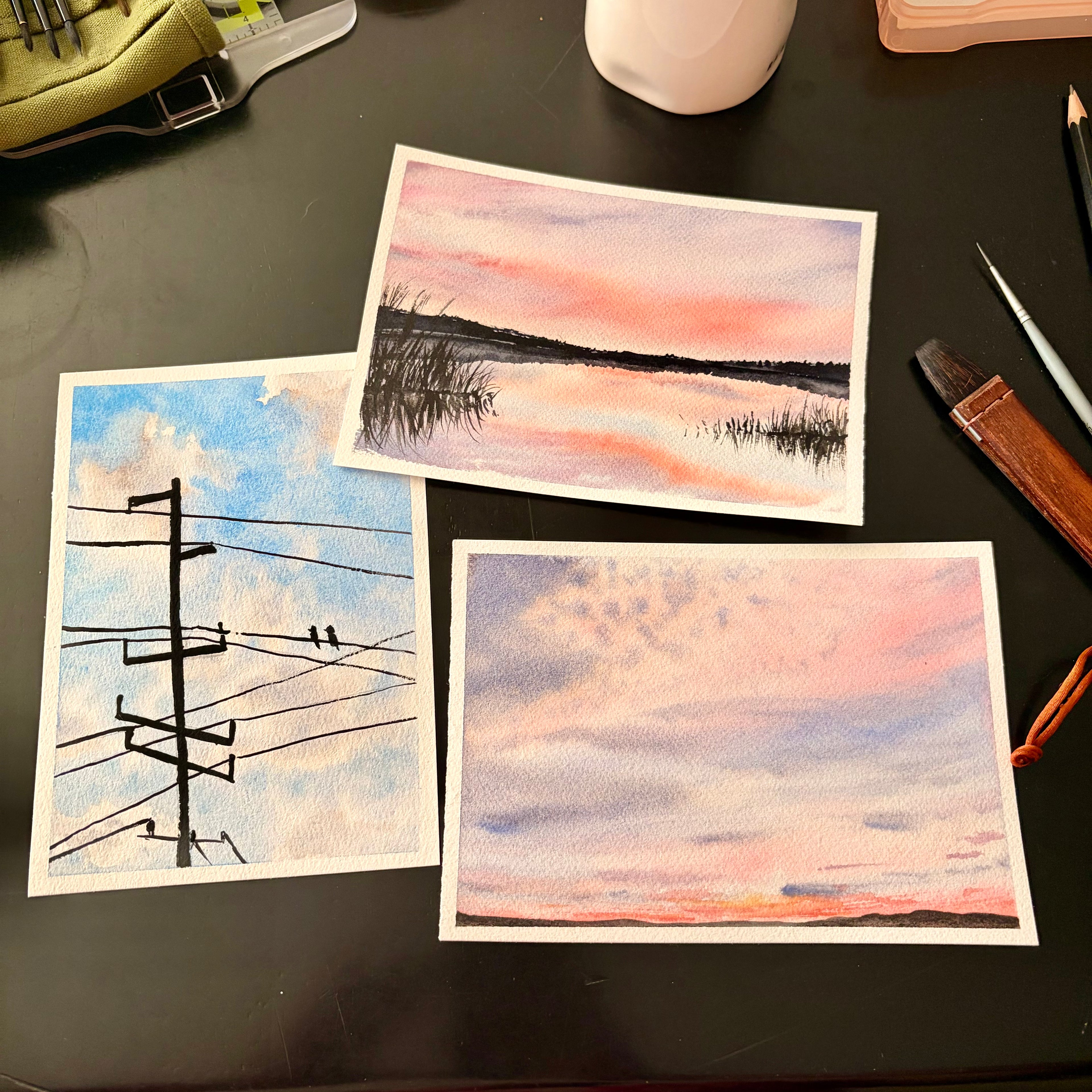 August 22nd, Loose Watercolor Class: Skies: 2HR