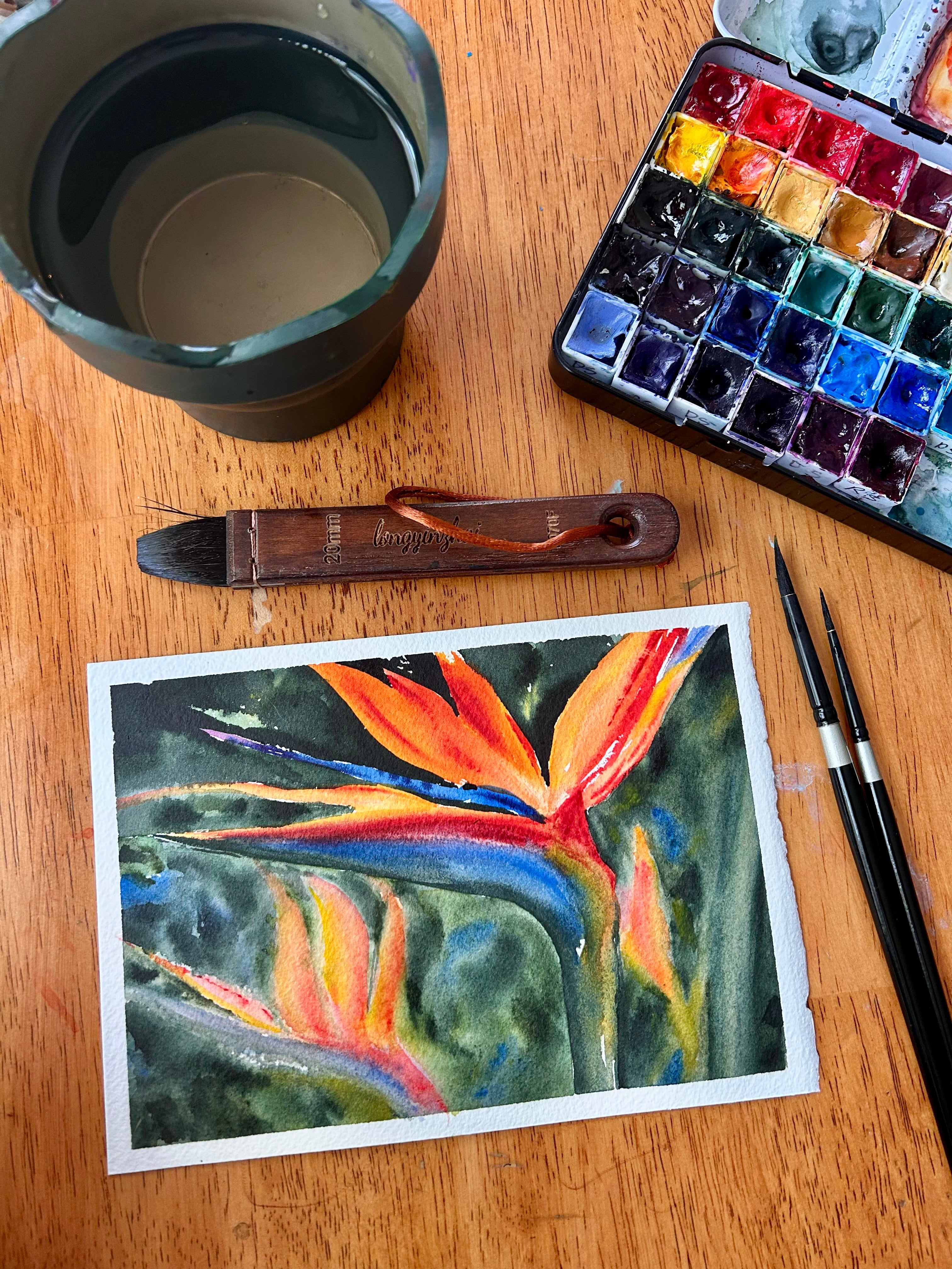 August 8th, Loose Watercolor Class: Birds of Paradise: 2HR