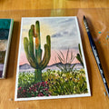 June 27th, Loose Watercolor Landscape Class: Cactus: 2HR